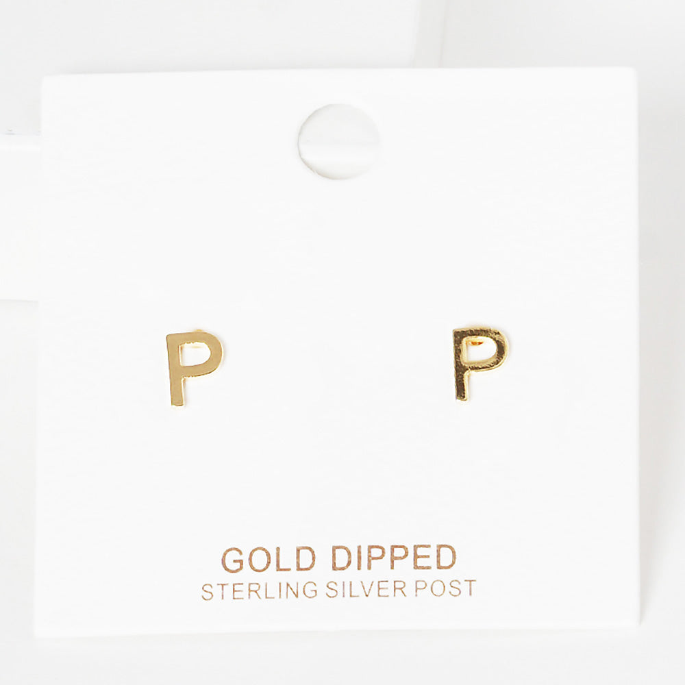 iLLASPARKZ -P- Gold Dipped Metal Monogram Stud Earrings