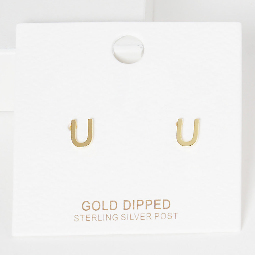 iLLASPARKZ -U- Gold Dipped Metal Monogram Stud Earrings