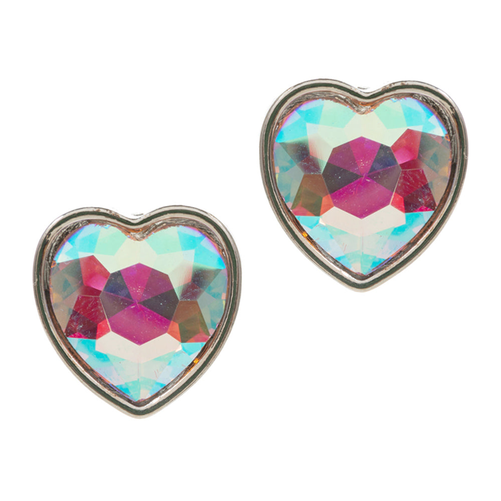 iLLASPARKZ Faceted Crystal Heart Stone Cluster Stud Earrings