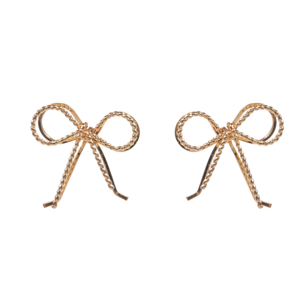 iLLASPARKZ Wire Metal Rope Bow Stud Earrings