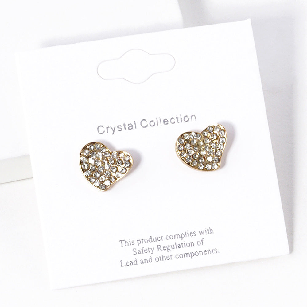 iLLASPARKZ Crystal Rhinestone Paved Heart Stud Earrings