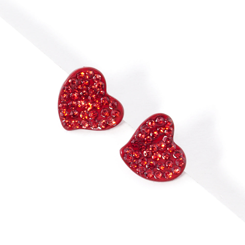 iLLASPARKZ Stone Paved Heart Stud Earrings