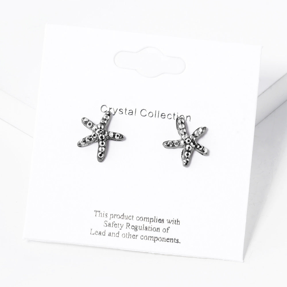 iLLASPARKZ Crystal Paved Starfish Stud Earrings