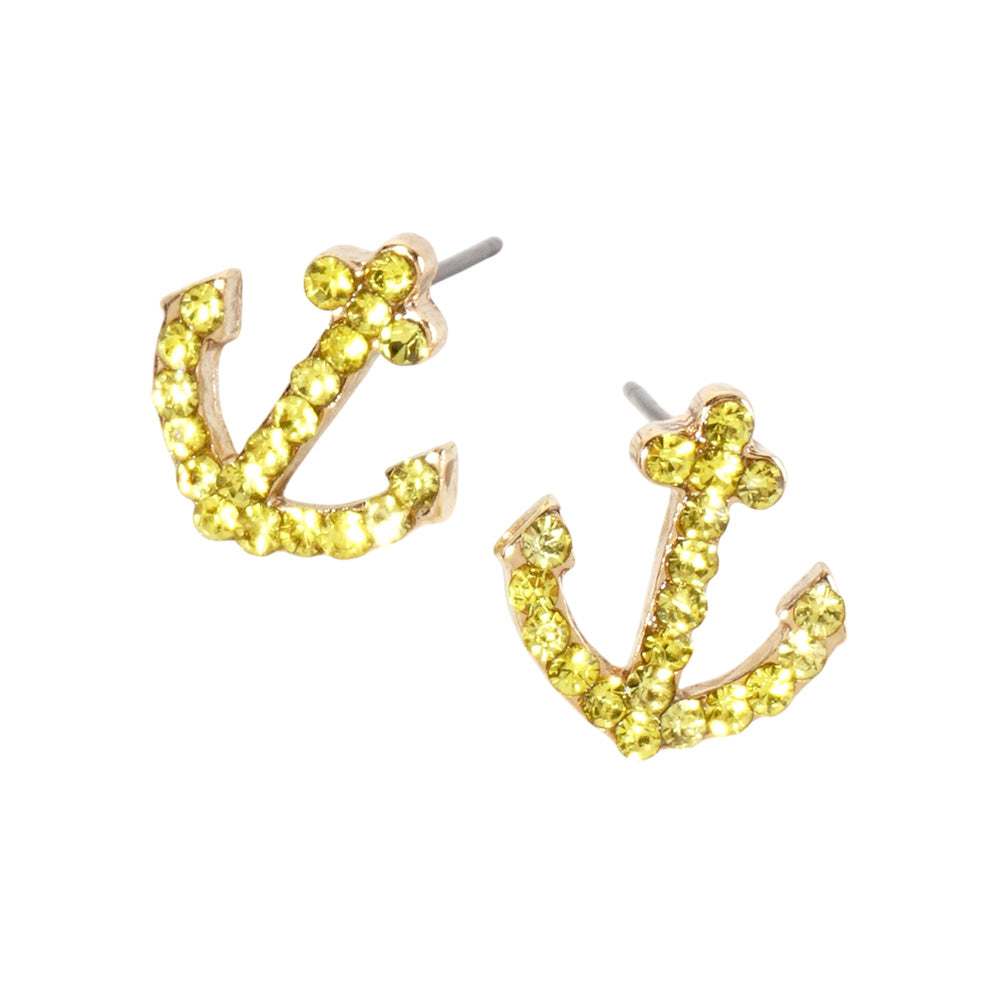 iLLASPARKZ Crystal Rhinestone Paved Anchor Stud Earrings