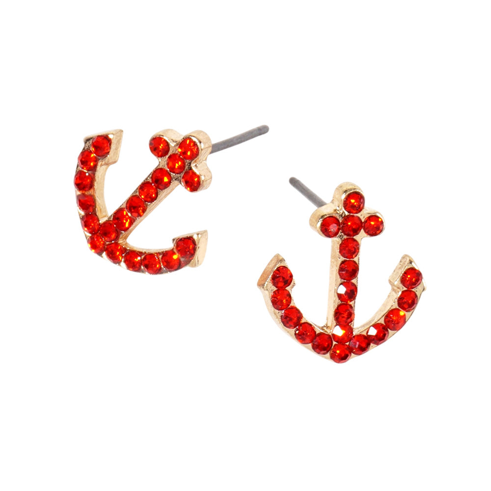 iLLASPARKZ Crystal Rhinestone Paved Anchor Stud Earrings