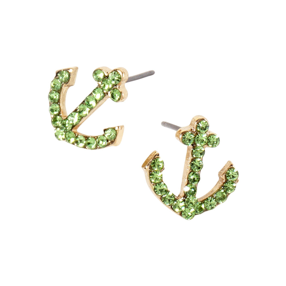 iLLASPARKZ Crystal Rhinestone Paved Anchor Stud Earrings