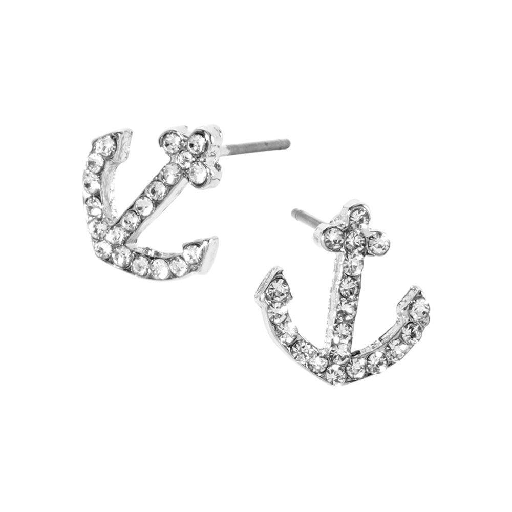 iLLASPARKZ Crystal Rhinestone Paved Anchor Stud Earrings