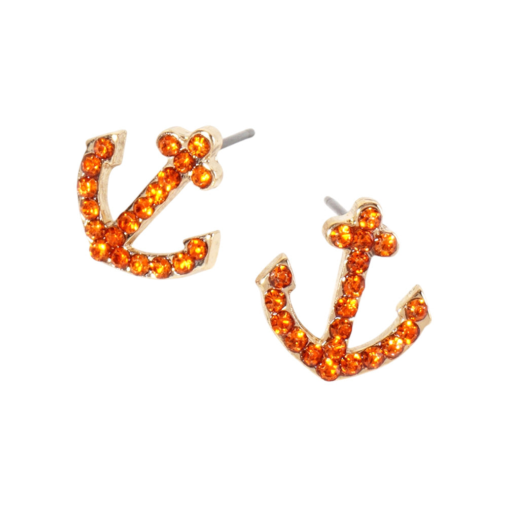 iLLASPARKZ Crystal Rhinestone Paved Anchor Stud Earrings