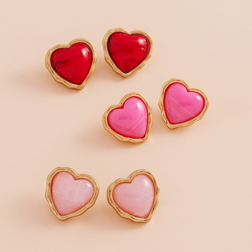 iLLASPARKZ Heart Stone Cluster Stud Earrings