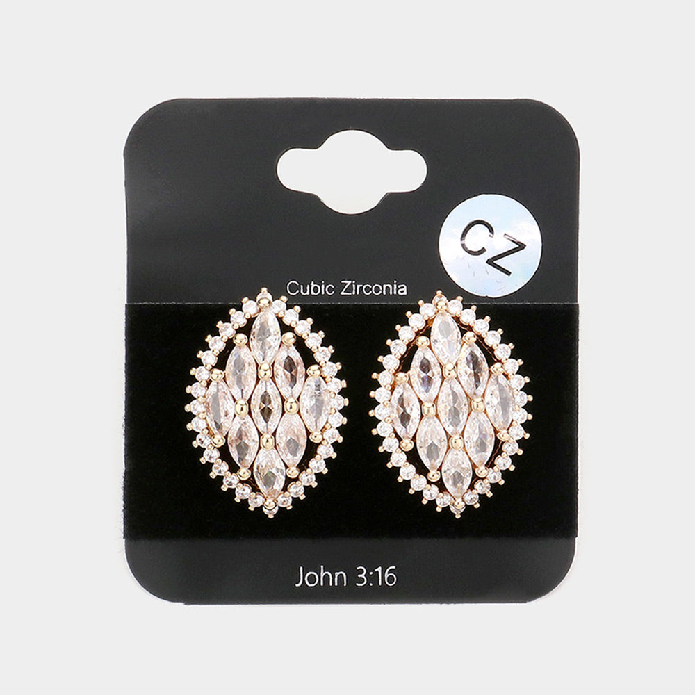 iLLASPARKZ CZ Marquise Cluster Stud Evening Earrings