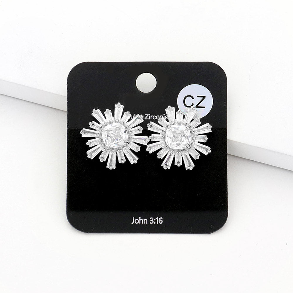 iLLASPARKZ Floral CZ Embellished Stud Evening Earrings