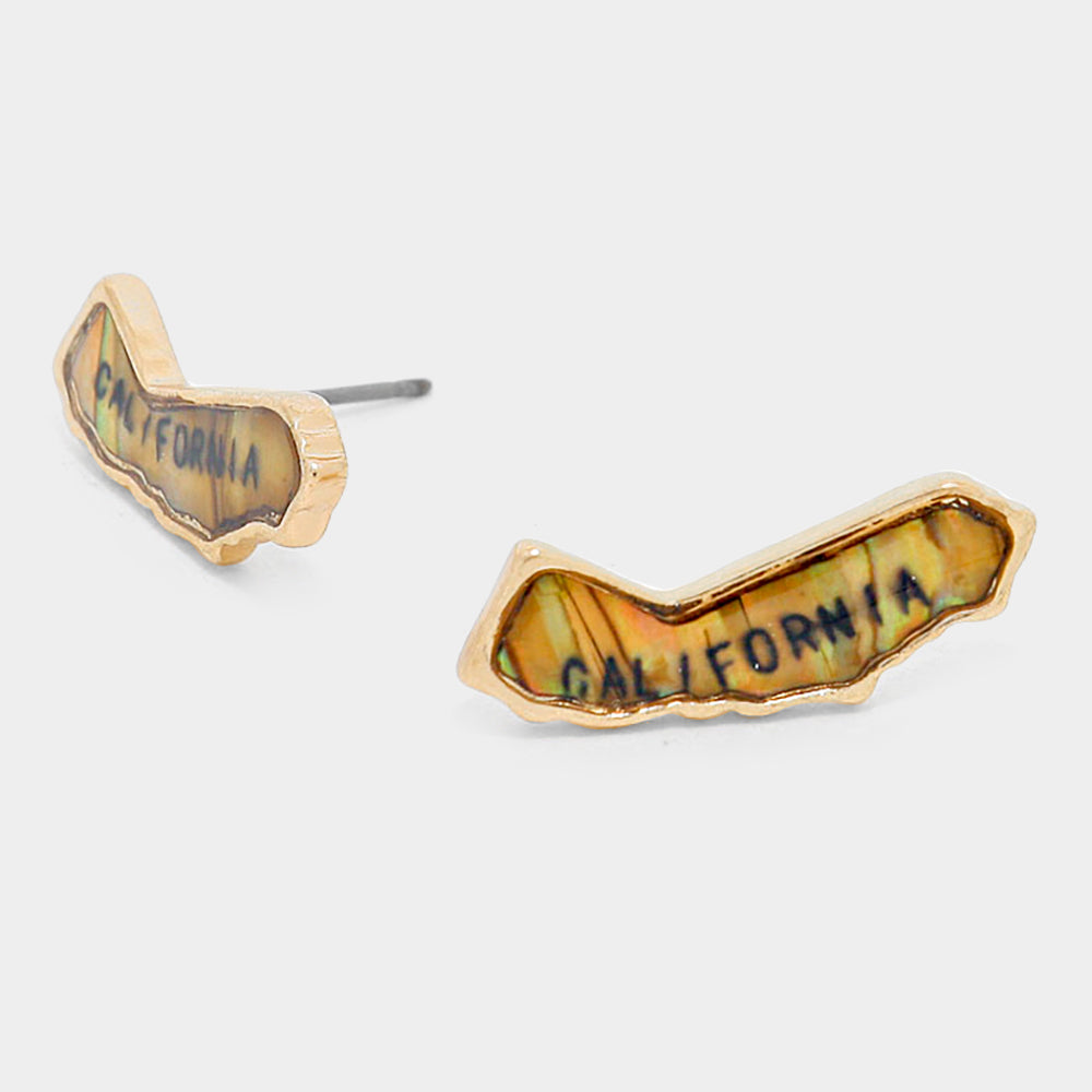 iLLASPARKZ California State Map Abalone Stud Earrings