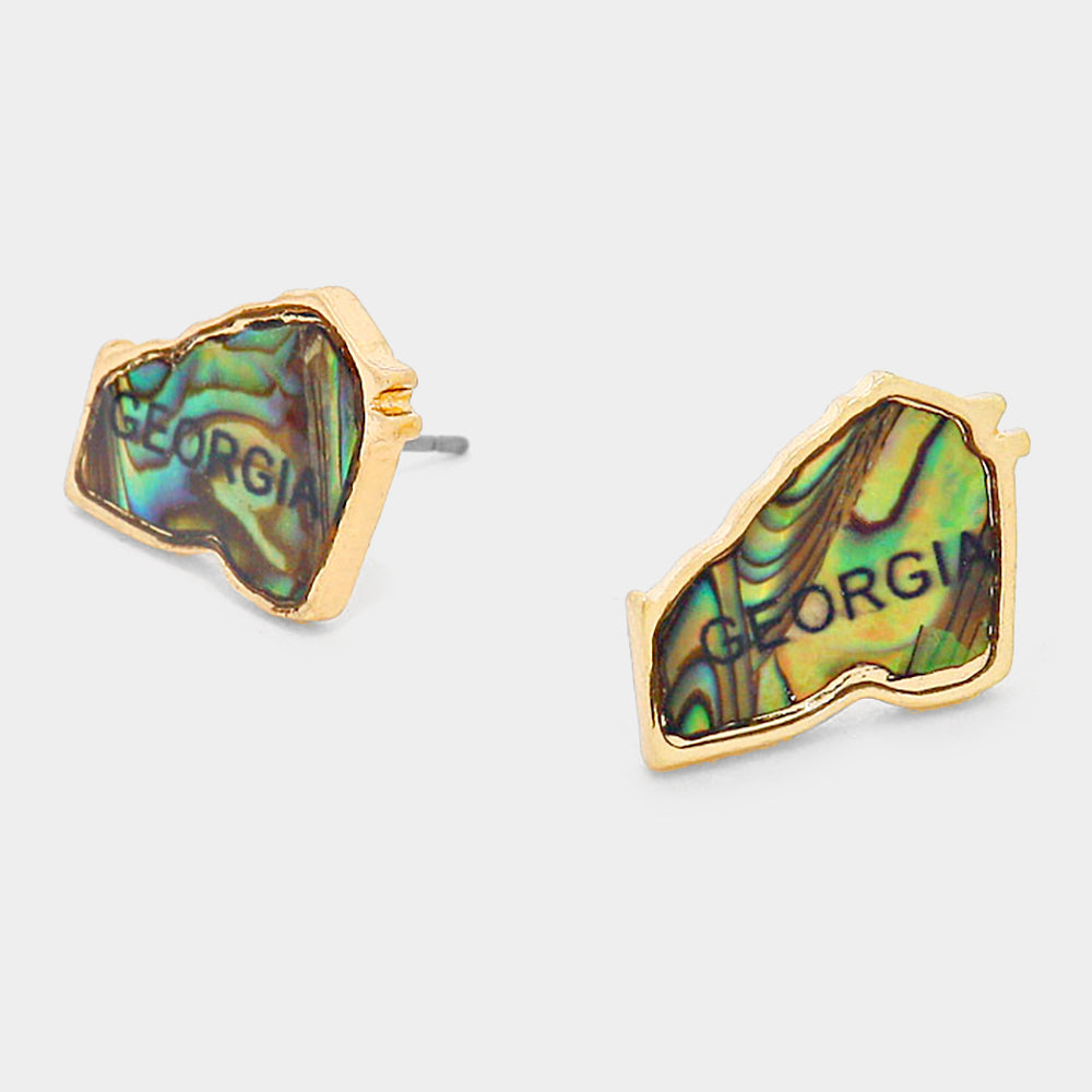 iLLASPARKZ Georgia State Map Abalone Stud Earrings