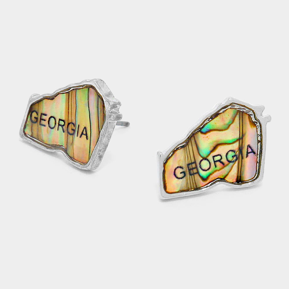 iLLASPARKZ Georgia State Map Abalone Stud Earrings