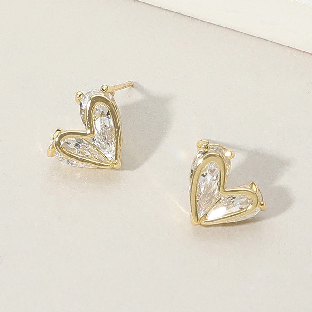 iLLASPARKZ CZ Stone Heart Stud Earrings