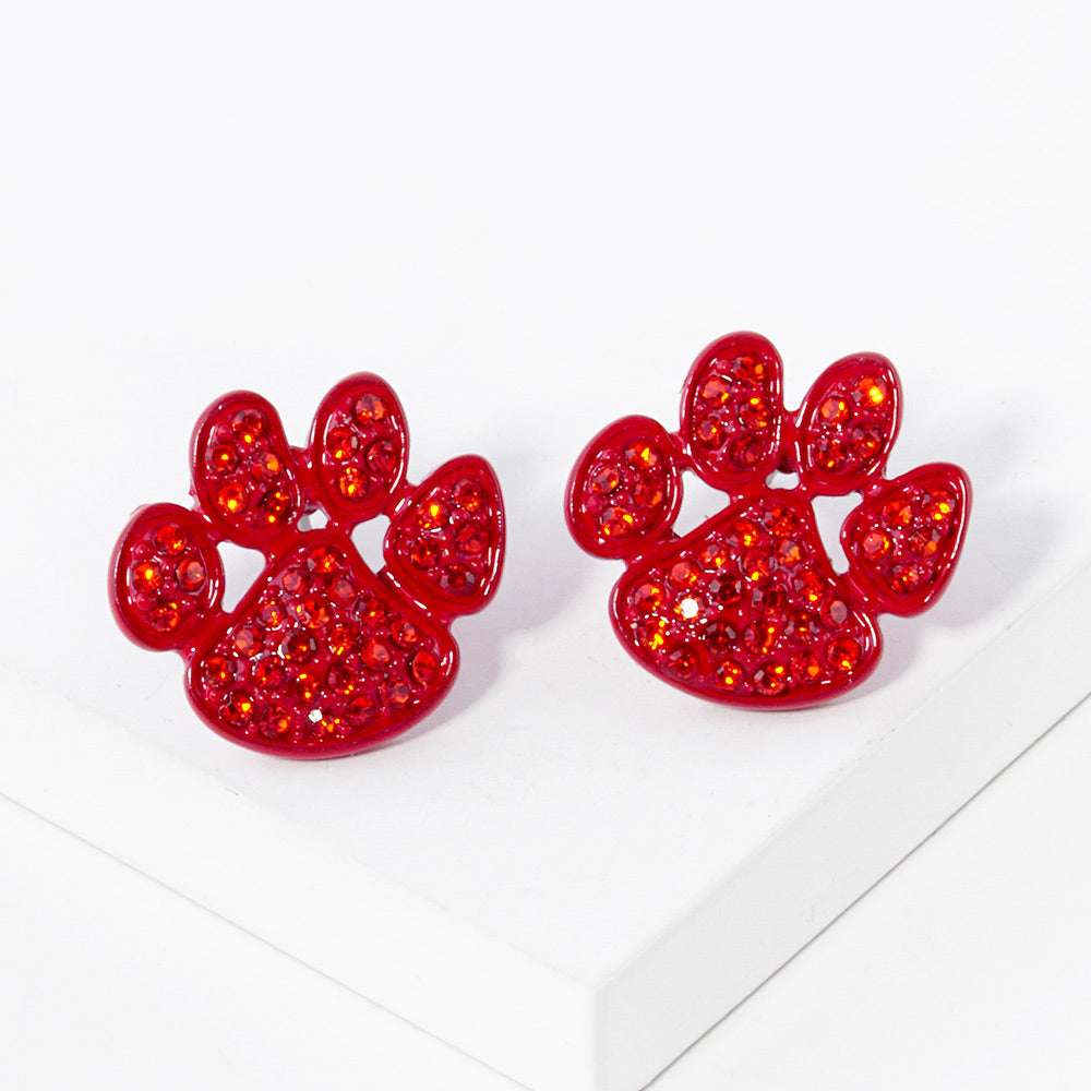 iLLASPARKZ Stone Paved Paw Stud Earrings