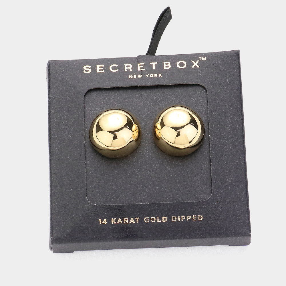 iLLASPARKZ SECRET BOX_14K Gold Dipped Metal Ball Stud Earrings