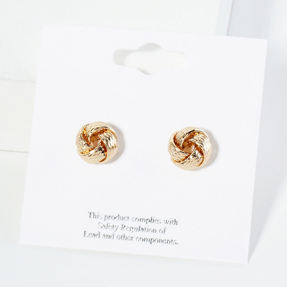 iLLASPARKZ Textured Metal Love Knot Stud Earrings