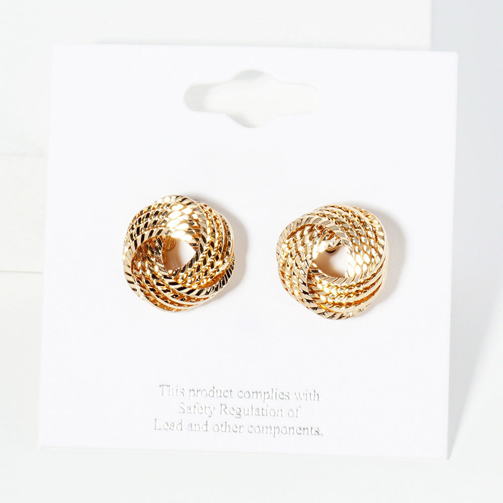 iLLASPARKZ Textured Metal Love Knot Stud Earrings