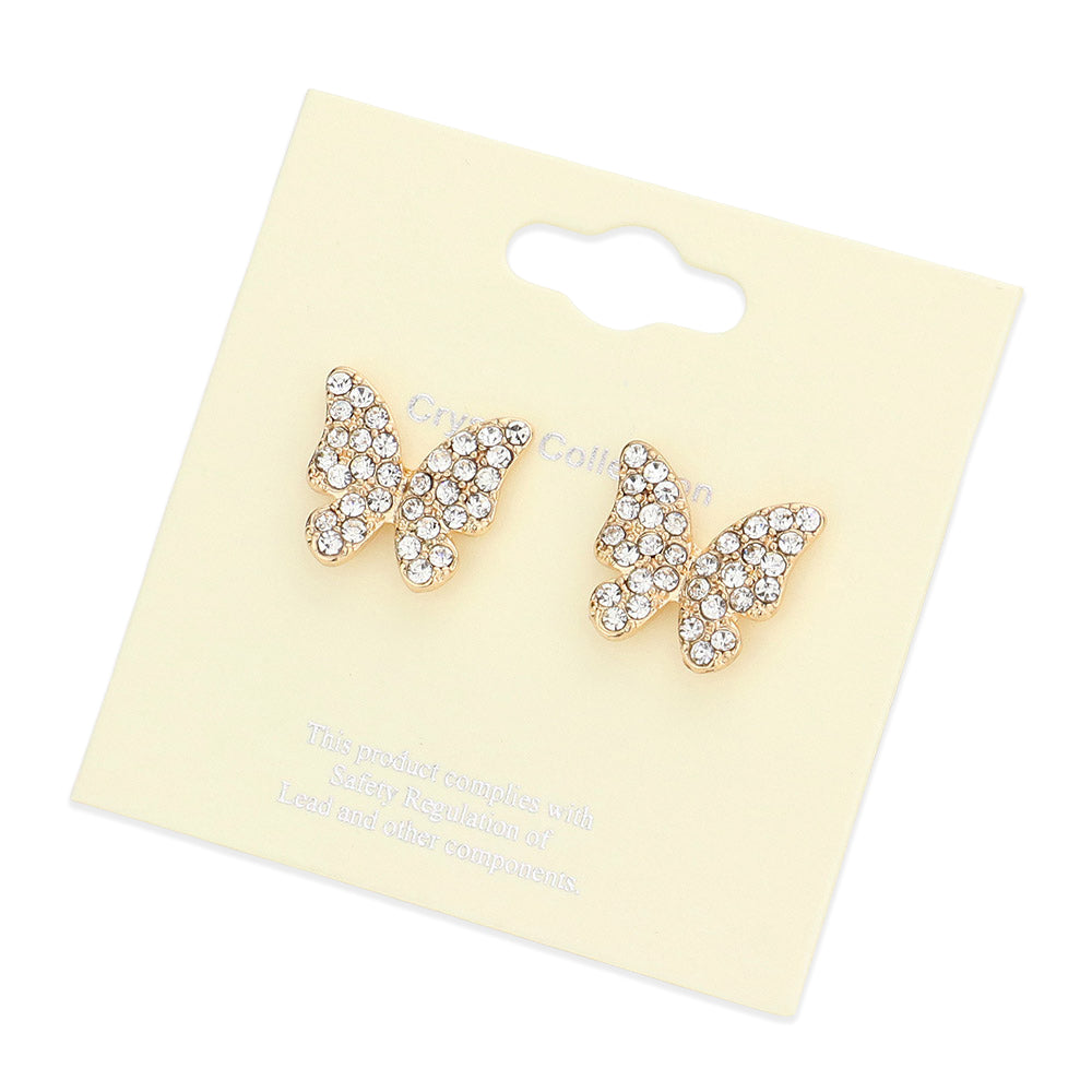 iLLASPARKZ Rhinestone Pave Butterfly Stud Earrings