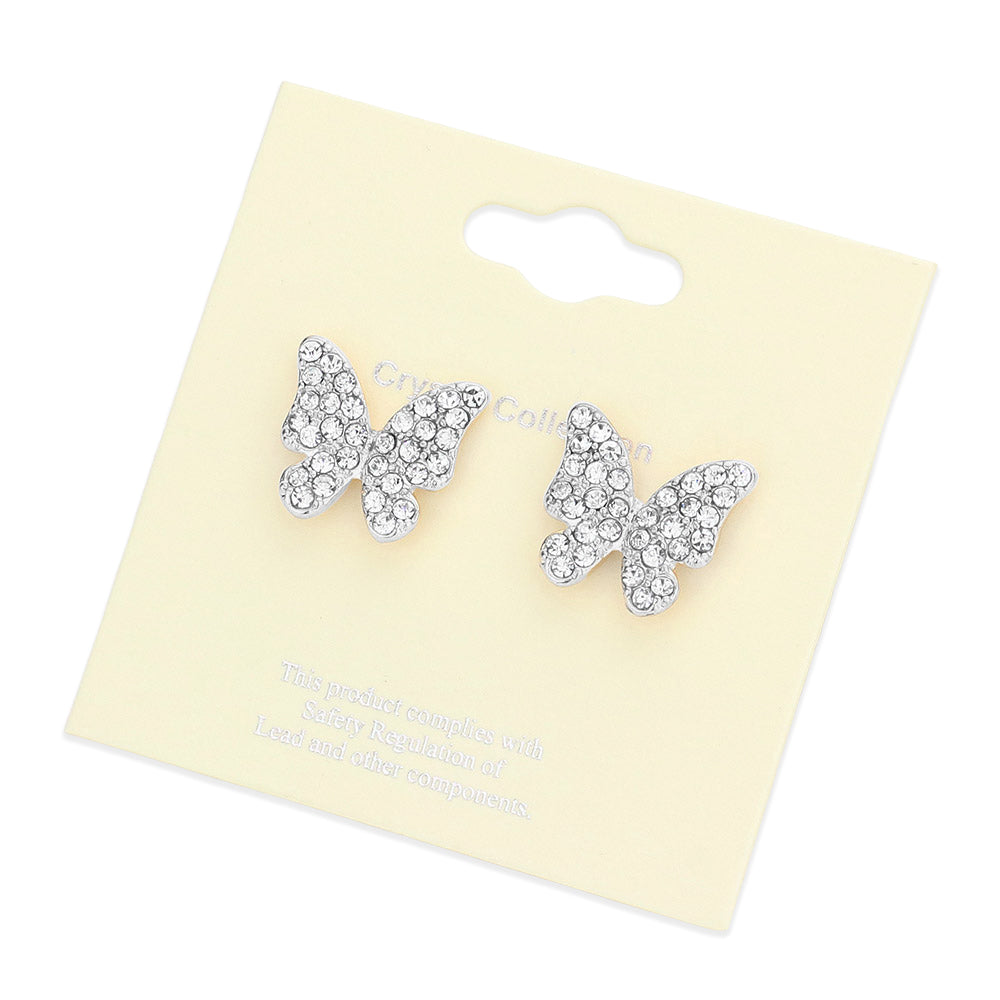 iLLASPARKZ Rhinestone Pave Butterfly Stud Earrings