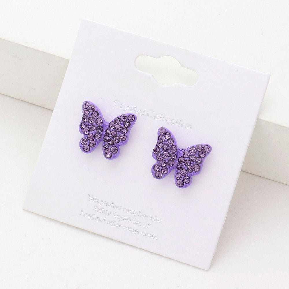 iLLASPARKZ Rhinestone Pave Butterfly Stud Earrings