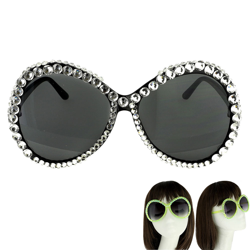 iLLASPARKZ Bling Stone Embellished Round Sunglasses