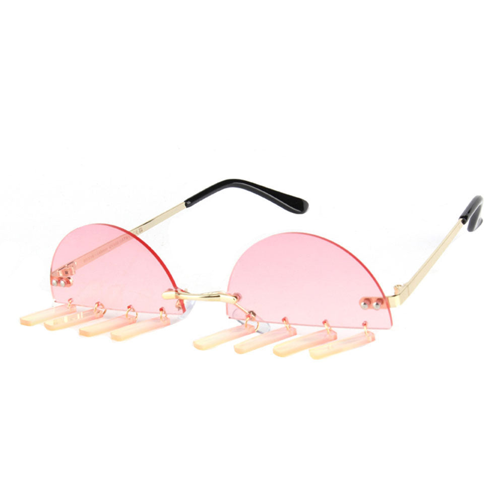 iLLASPARKZ Rectangle Dangle Half Round Sunglasses