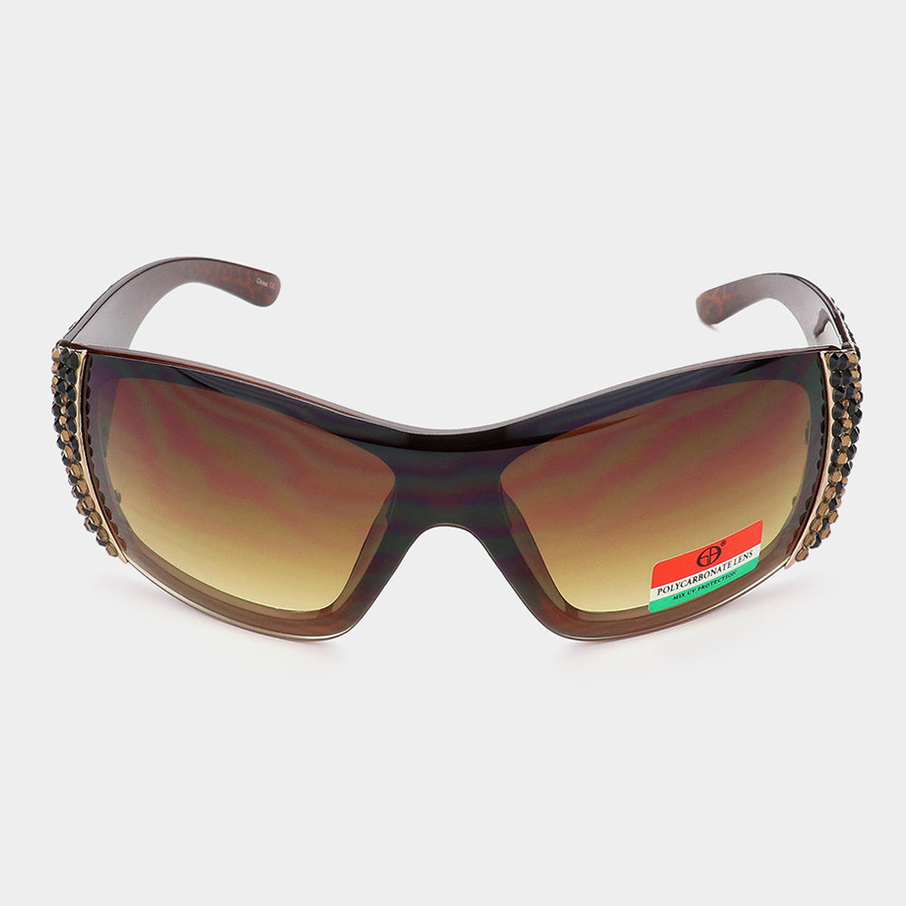 iLLASPARKZ Zebra Pattern Crystal Embellished Sunglasses