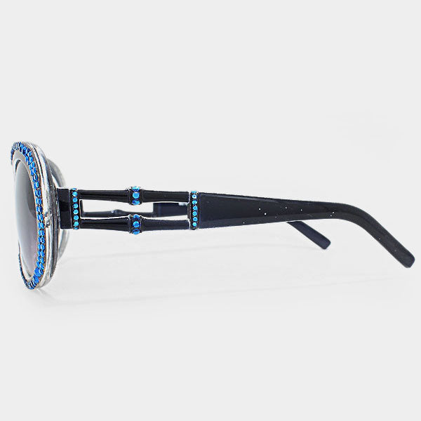 iLLASPARKZ Oval Crystal Adorned Sunglasses