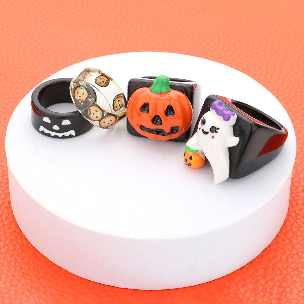 iLLASPARKZ 4PCS - Resin Pumpkin Ghost Rings