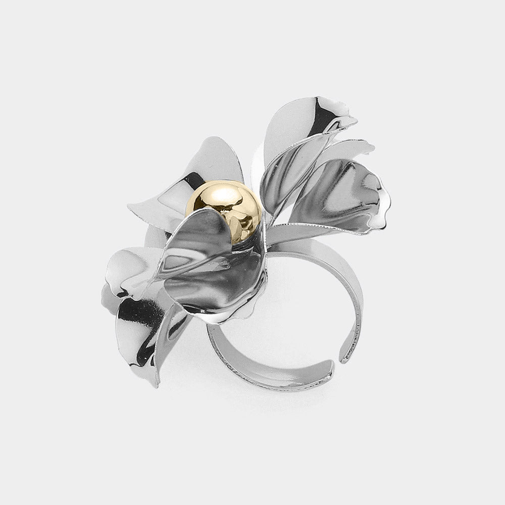 iLLASPARKZ Metal Flower Adjustable Ring