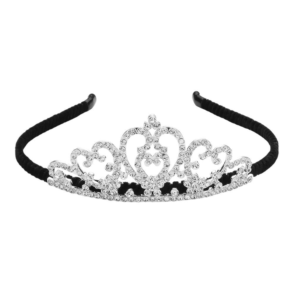 iLLASPARKZ Rhinestone Paved Heart Pointed Princess Tiara