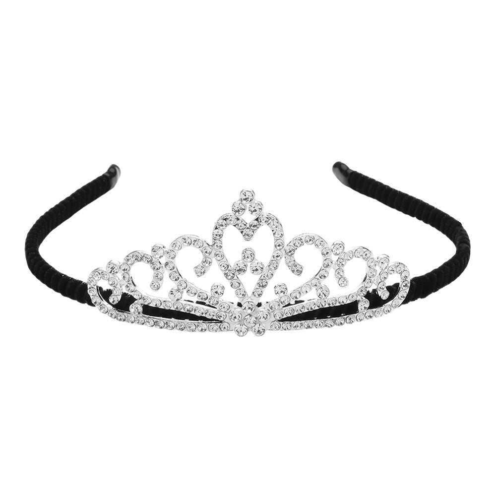 iLLASPARKZ Rhinestone Paved Heart Pointed Princess Tiara