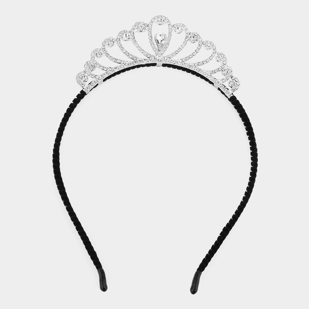 iLLASPARKZ Teardrop Stone Pointed Rhinestone Paved Tiara Headband