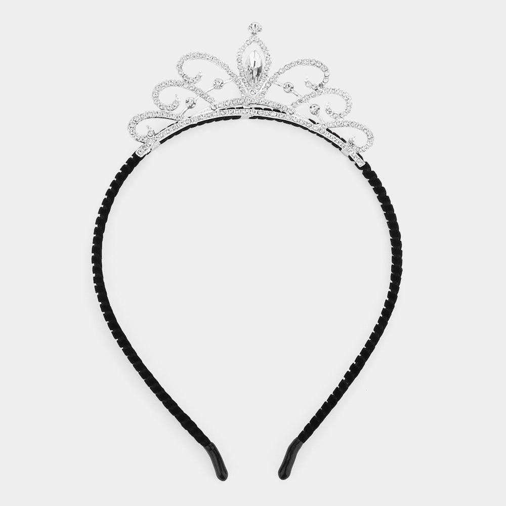 iLLASPARKZ Marquise Stone Pointed Rhinestone Paved Princess Tiara Headband