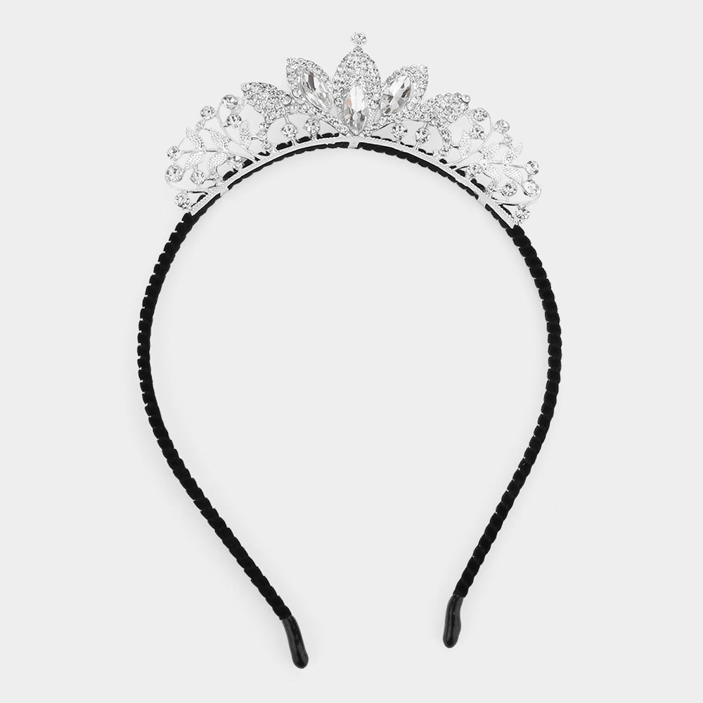 iLLASPARKZ Marquise Stone Pointed Rhinestone Paved Vine Princess Tiara Headband