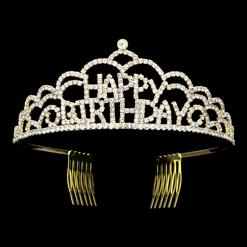 iLLASPARKZ Crystal Rhinestone Happy Birthday Party Tiara