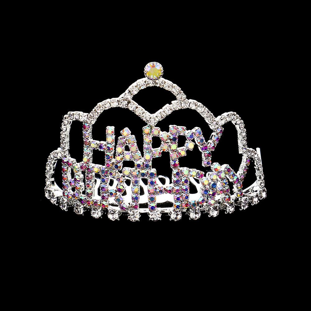 iLLASPARKZ Crystal Rhinestone Happy Birthday Mini Party Tiara