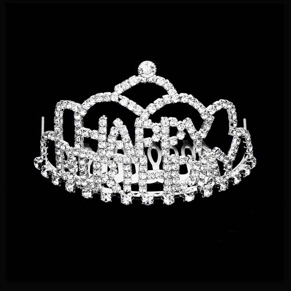 iLLASPARKZ Crystal Rhinestone Happy Birthday Mini Party Tiara