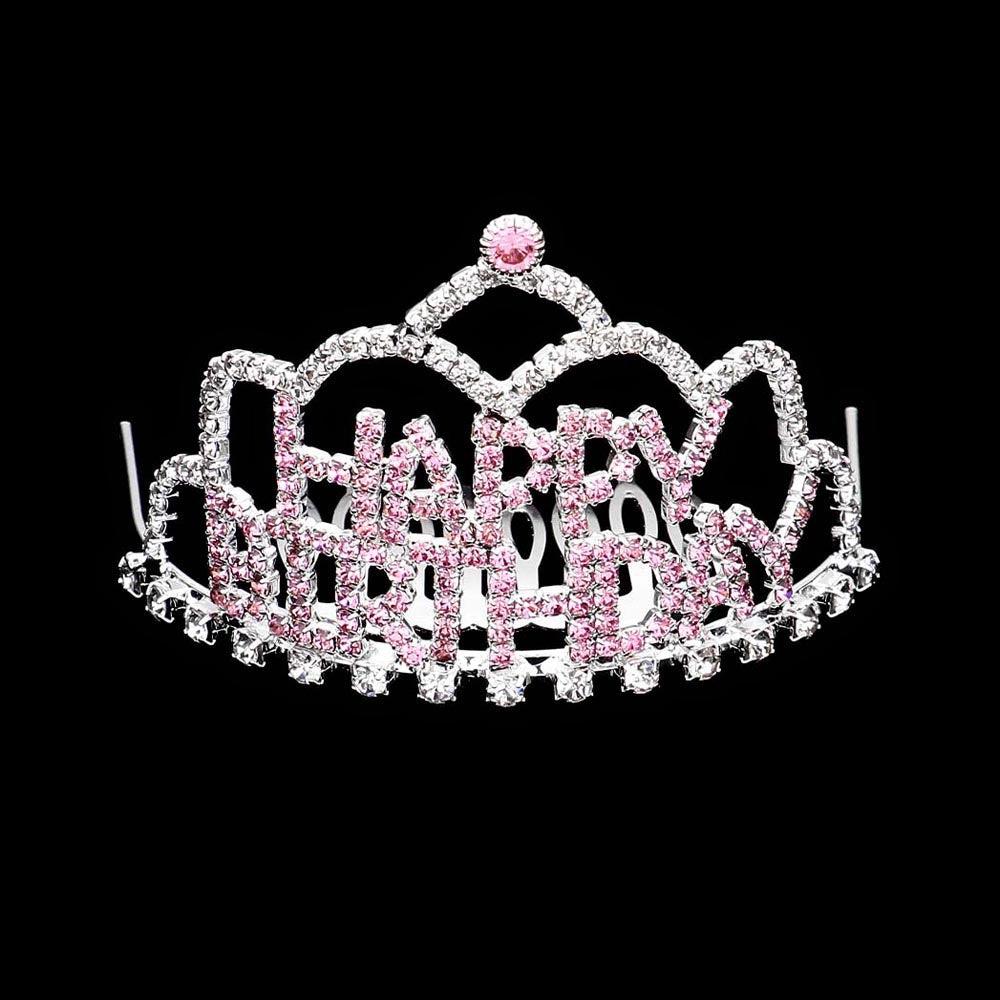 iLLASPARKZ Crystal Rhinestone Happy Birthday Mini Party Tiara