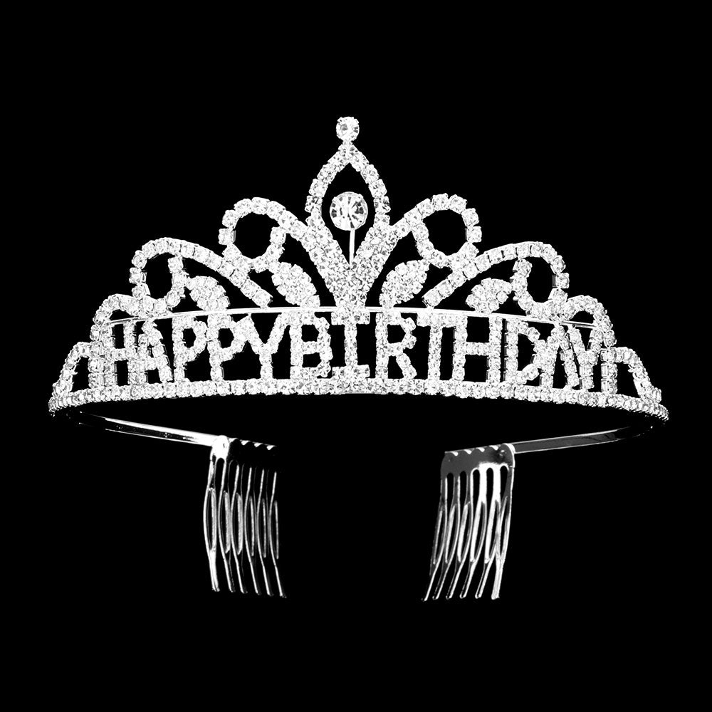 iLLASPARKZ Happy Birthday Message Rhinestone Princess Tiara