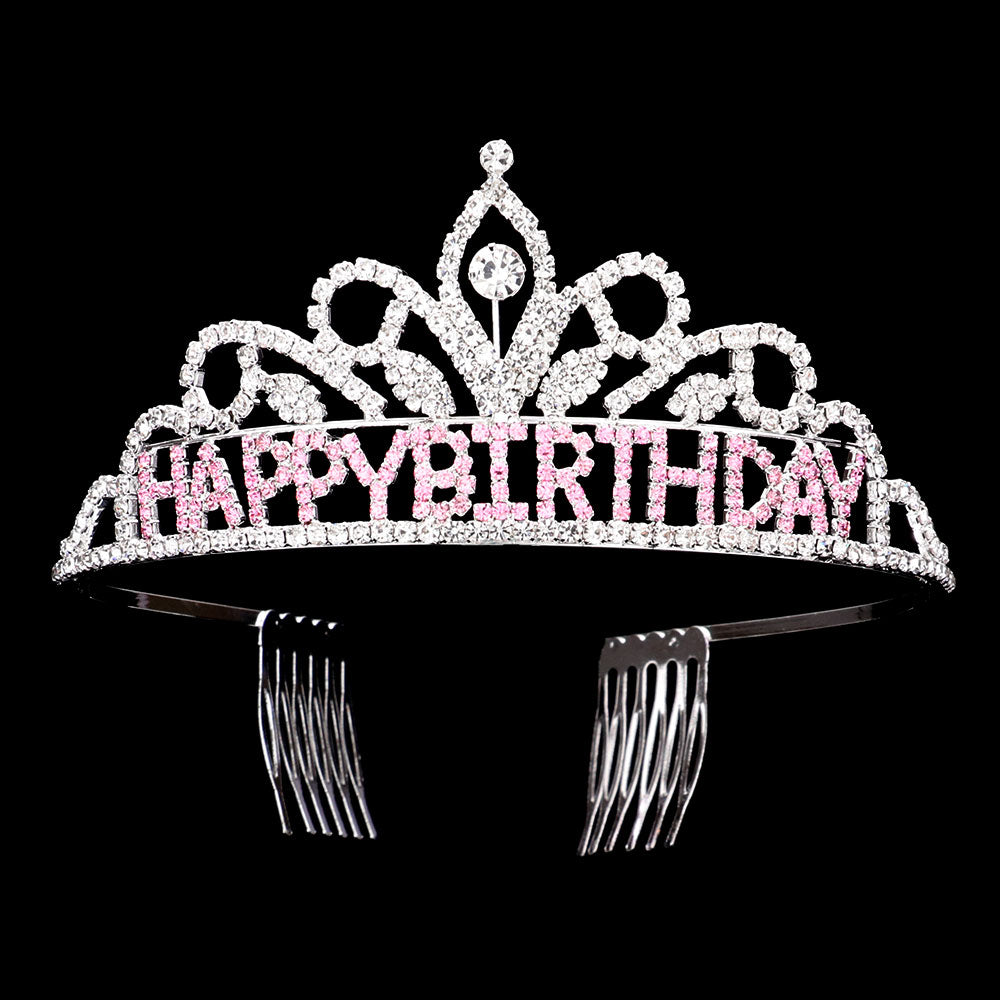 iLLASPARKZ Happy Birthday Message Rhinestone Princess Tiara