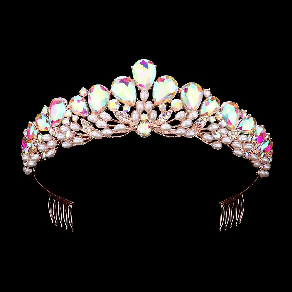 iLLASPARKZ Teardrop Stone Cluster Embellished Princess Tiara