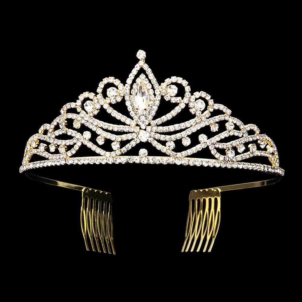 iLLASPARKZ Marquise Round Stone Accented Princess Tiara