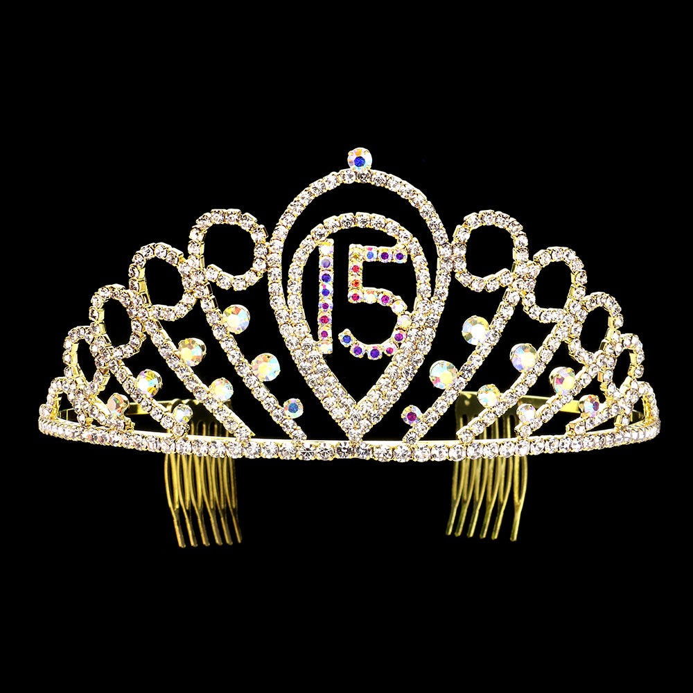 iLLASPARKZ Sweet 15 Rhinestone Paved Birthday Party Princess Tiara