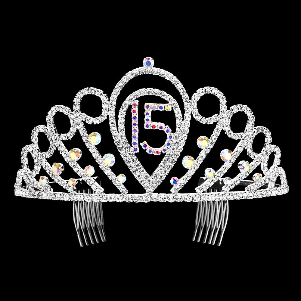 iLLASPARKZ Sweet 15 Rhinestone Paved Birthday Party Princess Tiara