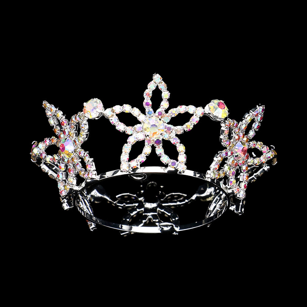 iLLASPARKZ Rhinestone Pave Flower Mini Crown Tiara