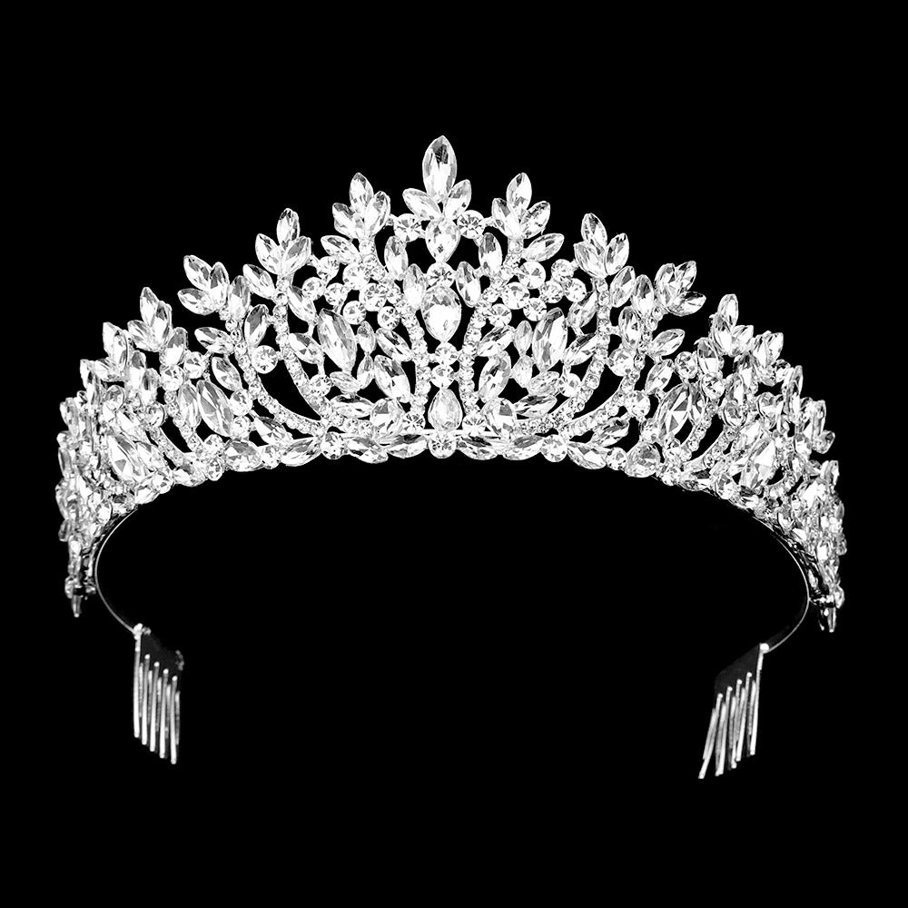 iLLASPARKZ Teardrop Stone Accented Marquise Stone Embellished Queen Pageant Tiara