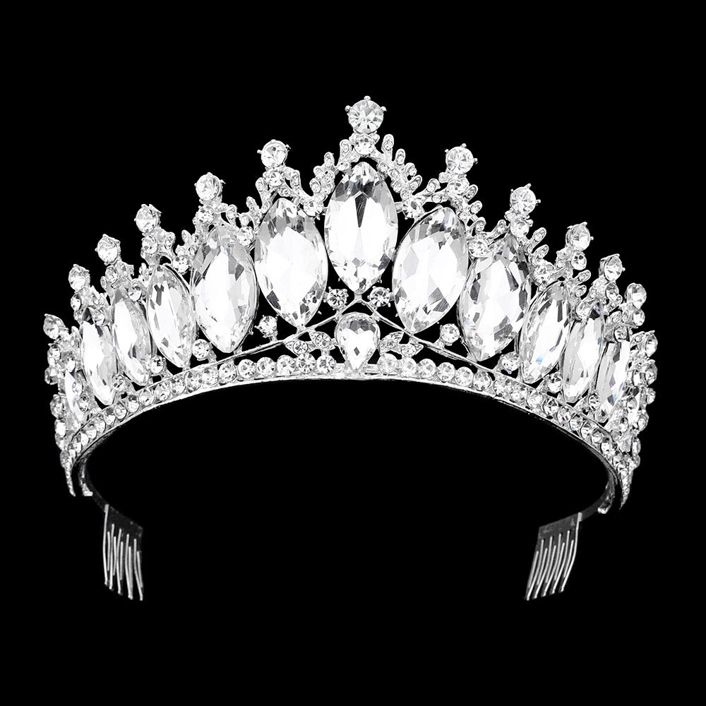 iLLASPARKZ Marquise Stone Embellished Prom Party Princess Tiara